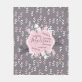 Roze en witte bloemen fleece deken (Voorkant)