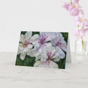 Roze en witte bloemen Geranium Art Note Kaart
