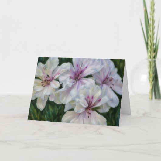 Roze en witte bloemen Geranium Art Note Kaart (Voorkant)