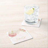 Roze en witte bloemen goud kartonnen onderzetters (Insitu)