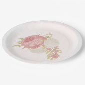 Roze en witte bloemen goud papieren bordje (Gekanteld)
