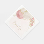 Roze en witte bloemen goud servet (Hoek)