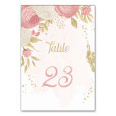 roze en witte bloemen gouden botanische bruiloft kaart (Achterkant)