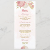 roze en witte bloemen gouden botanische bruiloft menu (Voorkant)