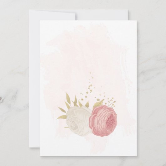 roze en witte bloemen gouden botanische verjaardag kaart (Achterkant)