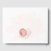 Roze en witte bloemen gouden bruiloft gastenboek (Achterkant)