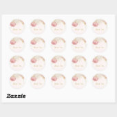 Roze en witte bloemen gouden bruiloft ronde sticker (Vel)