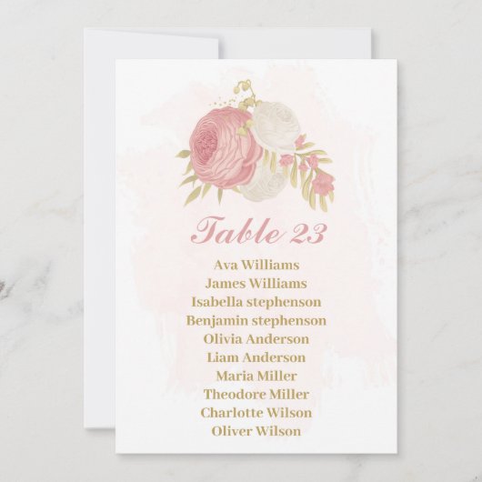 roze en witte bloemen gouden zitkaart kaart (Voorkant)