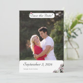 Roze en witte bloemen katholieke bruiloft save the date (Staand voorkant)