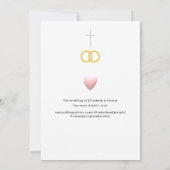 Roze en witte bloemen katholieke bruiloft save the date (Achterkant)