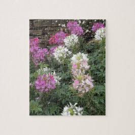 Roze en witte bloemen legpuzzel