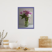 Roze en witte bloemen leven nog steeds poster (Keuken)