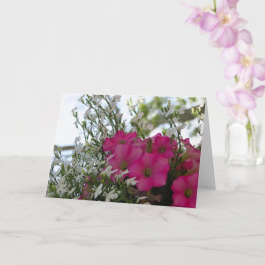 Roze en witte bloemen - Martha's wijnkaartje Kaart (Orchidee)