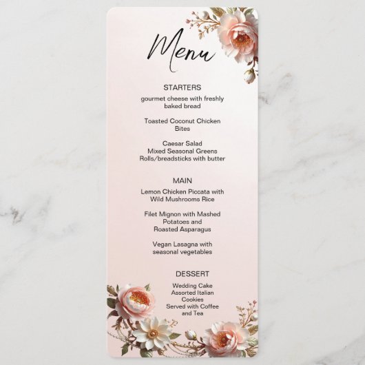 Roze en Witte Bloemen Menu (Voorkant)