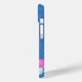 roze en witte bloemen met Damast op blauw Case-Mate iPhone Case (Achterkant / Links)