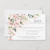 Roze en witte bloemen met groen RSVP-kaarten RSVP Kaartje (Voorkant)