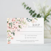 Roze en witte bloemen met groen RSVP-kaarten RSVP Kaartje (Staand voorkant)