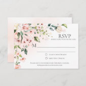 Roze en witte bloemen met groen RSVP-kaarten RSVP Kaartje (Voorkant / Achterkant)