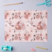 Roze en Witte Bloemen op gestreept ontkoppeling Tissuepapier (Craft)