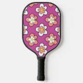 Roze en witte bloemen op Levendige Paarse Pickleball Paddle (Achterkant)