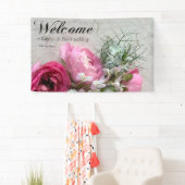Roze en witte bloemen op textuur spandoek (Insitu)