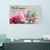 Roze en witte bloemen op textuur spandoek (Beurs)