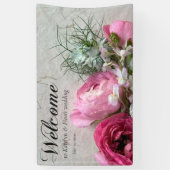 Roze en witte bloemen op textuur spandoek (Verticaal)