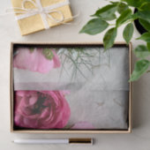Roze en witte bloemen op textuur tissuepapier (Geschenk)