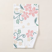 Roze en Witte Bloemen Patroon Badhanddoek Set Bad Handdoek (Handdoek)