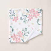 Roze en Witte Bloemen Patroon Badhanddoek Set Bad Handdoek (Wasdoekje)
