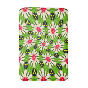 Roze en witte bloemen patroon badmat