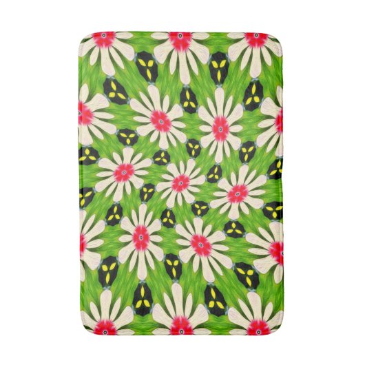 Roze en witte bloemen patroon badmat (Voorkant Verticaal)