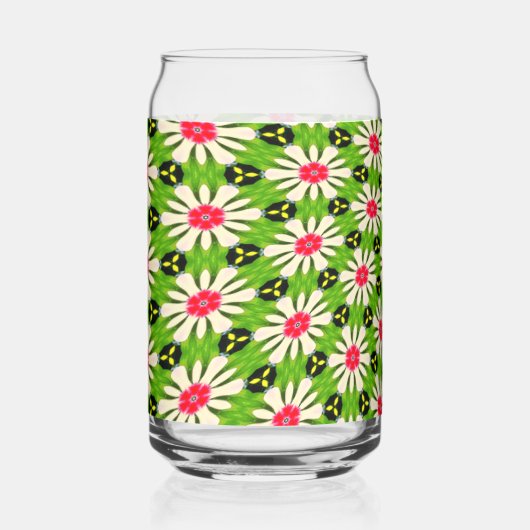 Roze en witte bloemen patroon blikvorm glas (Voorkant)