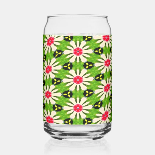 Roze en witte bloemen patroon blikvorm glas (Rechts)