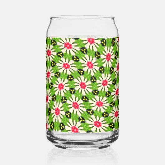 Roze en witte bloemen patroon blikvorm glas (Links)