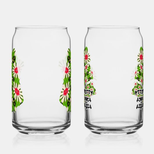 Roze en witte bloemen patroon blikvorm glas (Links)