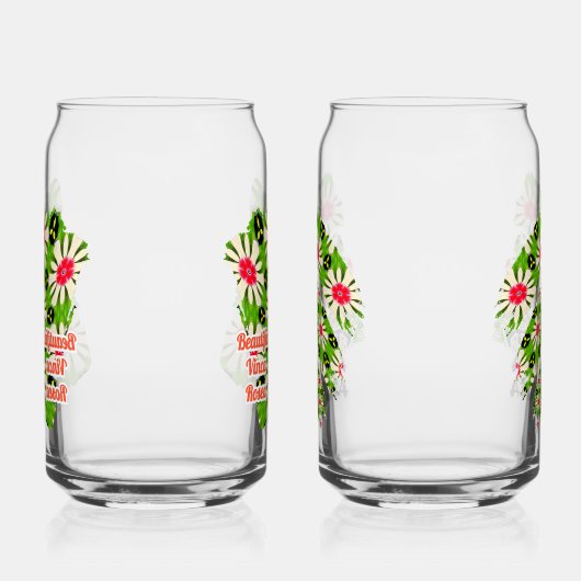 Roze en witte bloemen patroon blikvorm glas (Rechts)