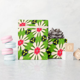 Roze en witte bloemen patroon cadeaupapier