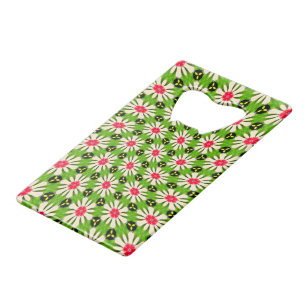Roze en witte bloemen patroon creditkaart flessenopener