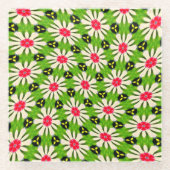 Roze en witte bloemen patroon glazen onderzetter (Voorkant)