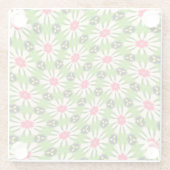 Roze en witte bloemen patroon glazen onderzetter (Achterkant)