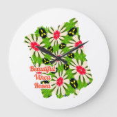 Roze en witte bloemen patroon grote klok (Voorkant)