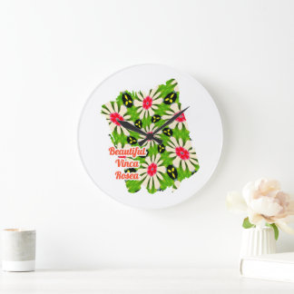 Roze en witte bloemen patroon grote klok