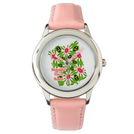 Roze en witte bloemen patroon horloge