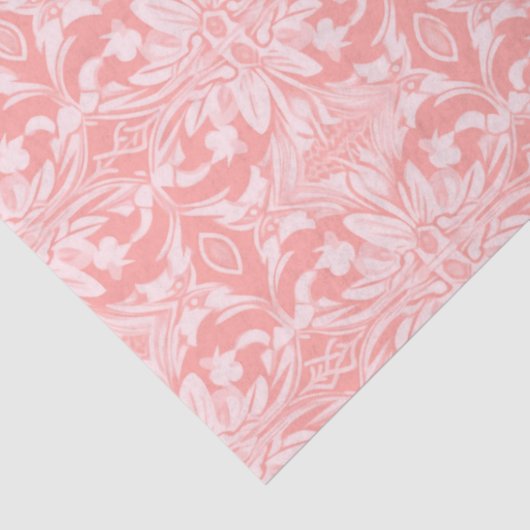 Roze en Witte Bloemen Patroon Kerstmis Tissuepapier (Detail)