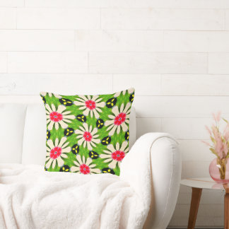 Roze en witte bloemen patroon kussen