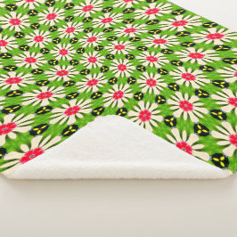 Roze en witte bloemen patroon sherpa deken