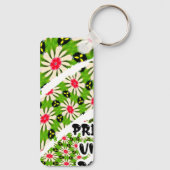 Roze en witte bloemen patroon sleutelhanger (Achterkant)