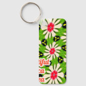 Roze en witte bloemen patroon sleutelhanger (Voorkant)