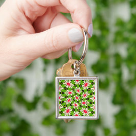 Roze en witte bloemen patroon sleutelhanger